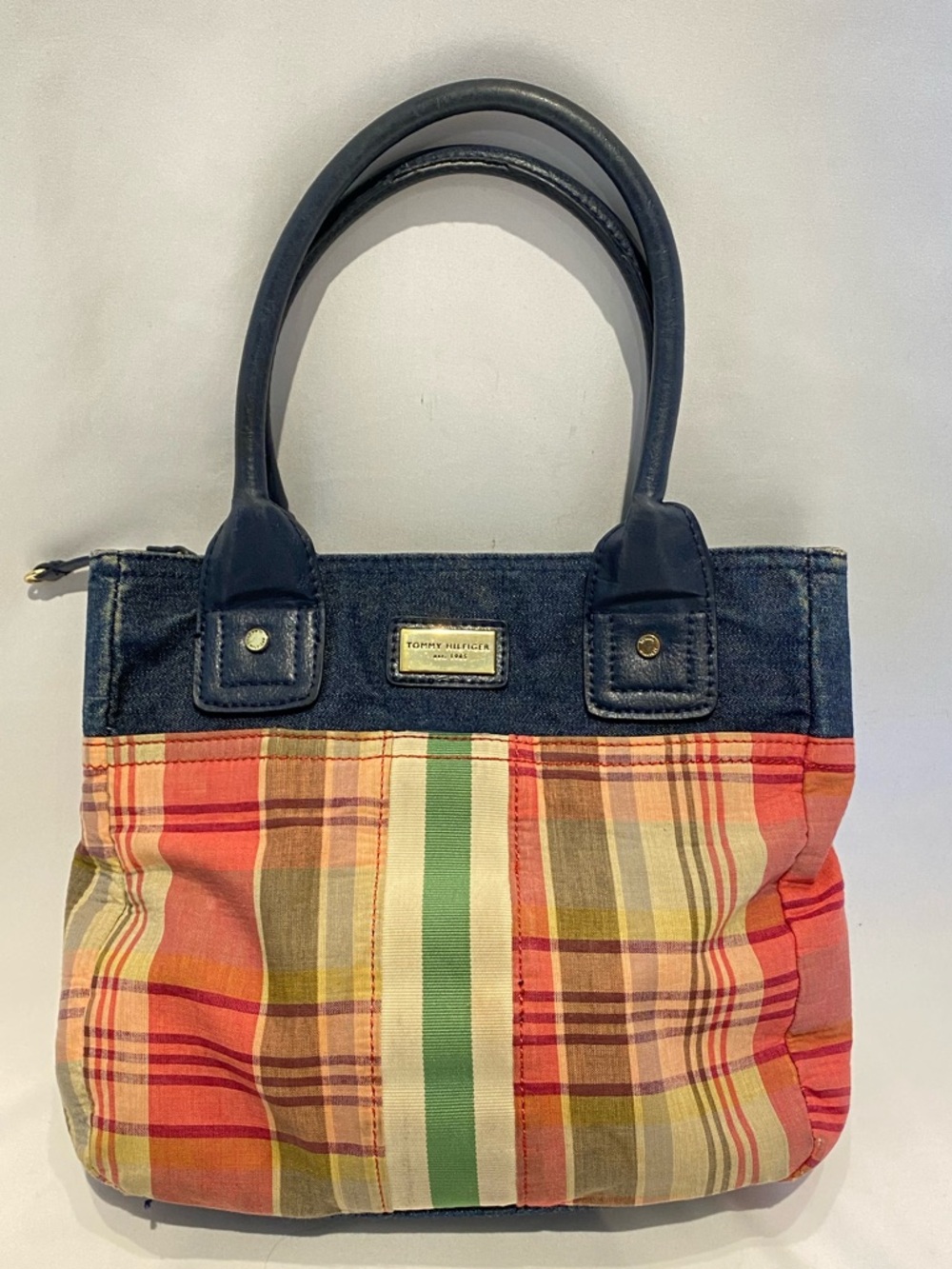 Tommy Hilfiger Multicolor Plaid & Denim Tote